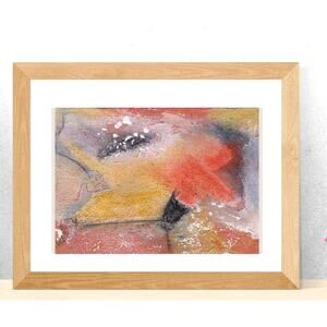 Warm Earth Colored abstract painting on textured paper 8 x 5 in 21 x 13.5cm